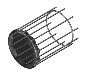 One round 10 vertical wire filter bag cage bottom drawing