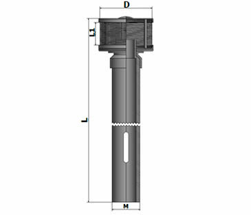 A large long hand flowing pipe type flowing filter nozzle drawing about its length, height, diameter