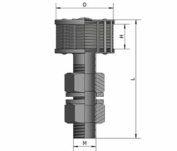 A single head V wire tube flowing filter nozzle drawing about its length, height, diameter