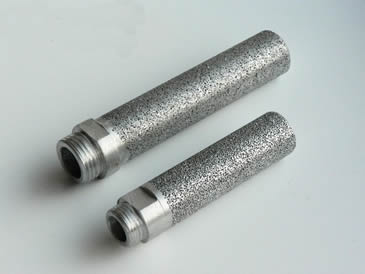 Two sintered stainless steel powder filter elements made of stainless steel powder