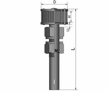 A long hand flowing pipe type flowing filter nozzle drawing about its length, height, diameter