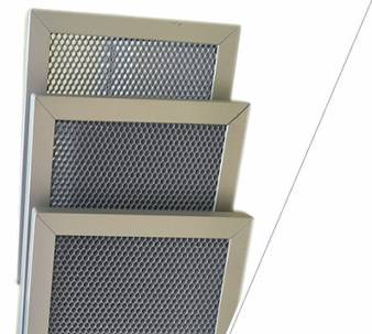 There are three pieces of aluminum-based honeycomb photocatalyst filters.