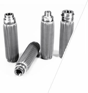 4 different size stainless steel pleated filter elements with different installing forms