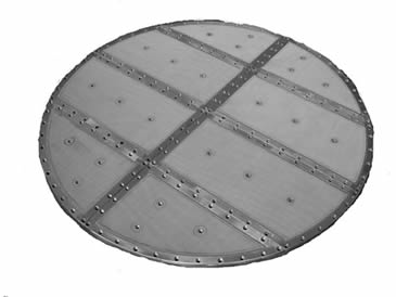 A combine sintered filter disc consists of eight parts with perforated holes
